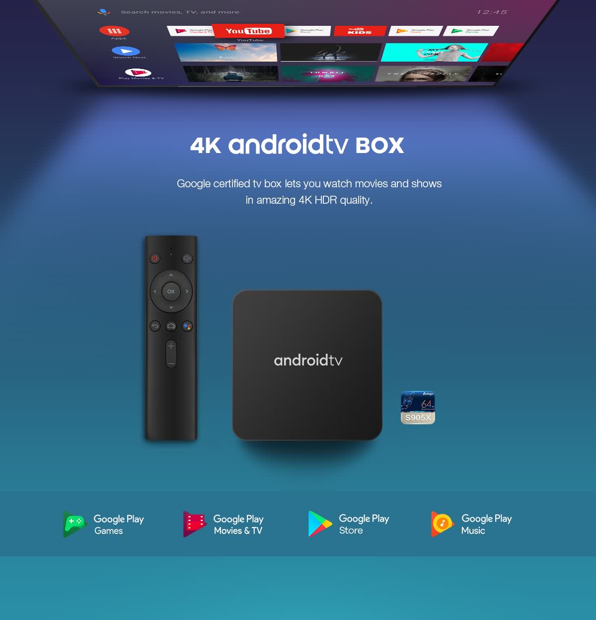 android box with TV tuner DVB-T2 configured by S905D chipset based on android 9.0/10.0 3